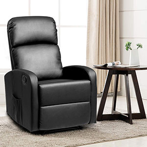 Giantex Manual Recliner Chair PU Leather Padded Seat Modern Chaise Couch Lounger Sofa