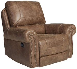 Larkinhurst Contemporary Faux Leather Rocker Recliner with Nailhead Trim